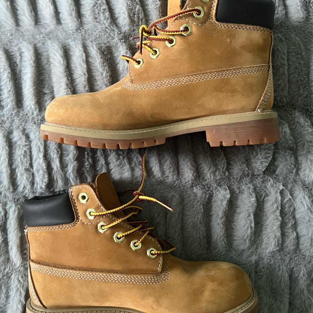 Timberland Kids Tan Boots with Black Accents